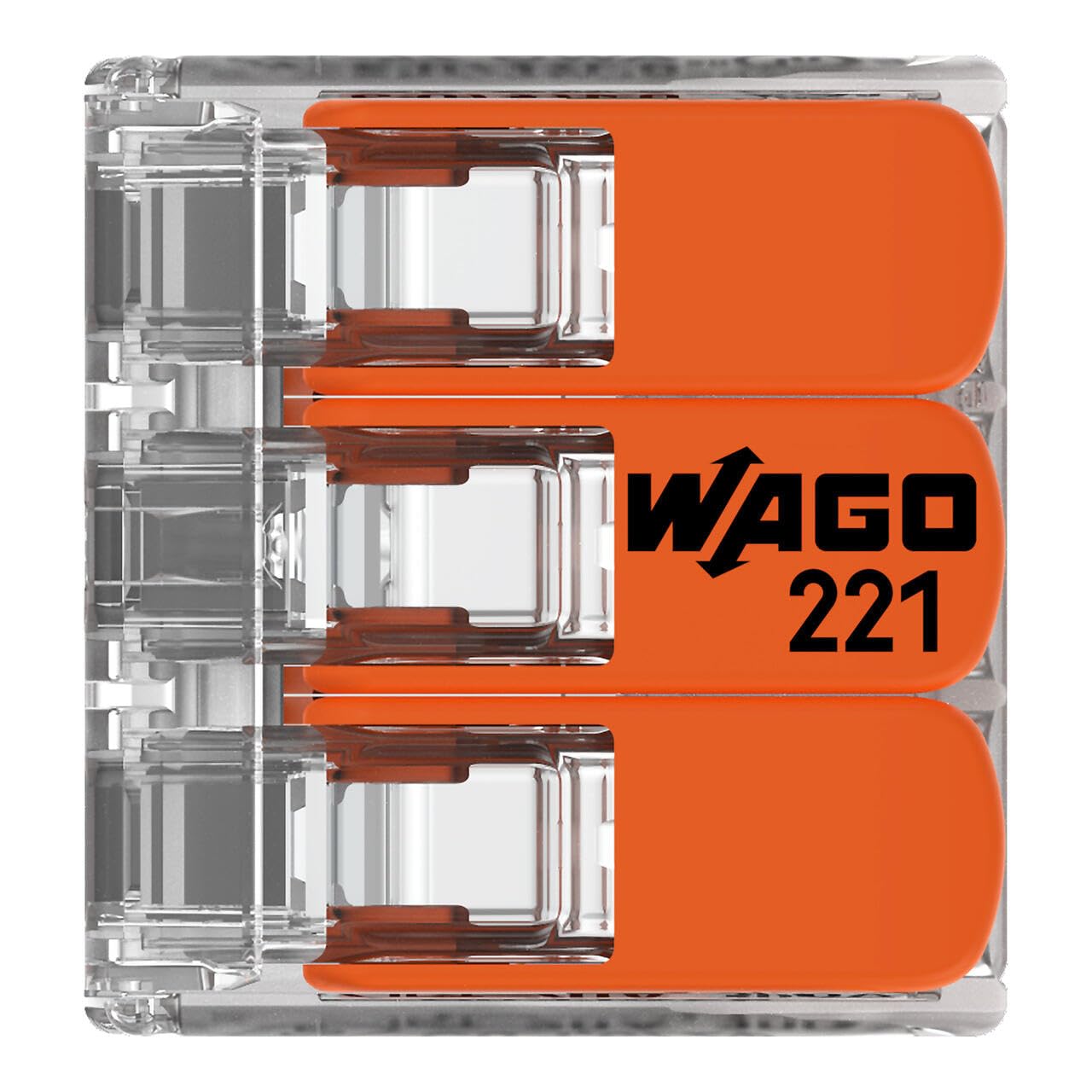 Wago 221-413 Splicing Connector 3 Conductors 0.14-4 mm². Compact Design with Lever, Pack of 50
