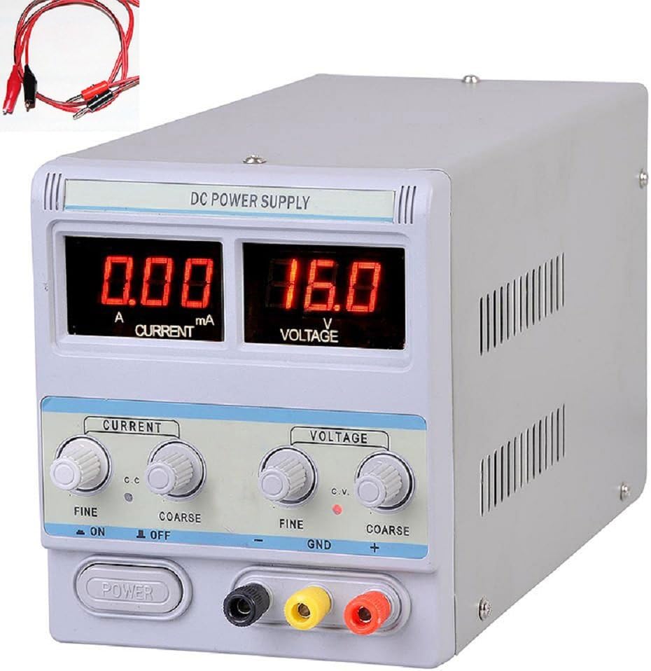 Precision Variable Dc Power Supply W Clip Cable Digital Adjustable 30V 5A 110V