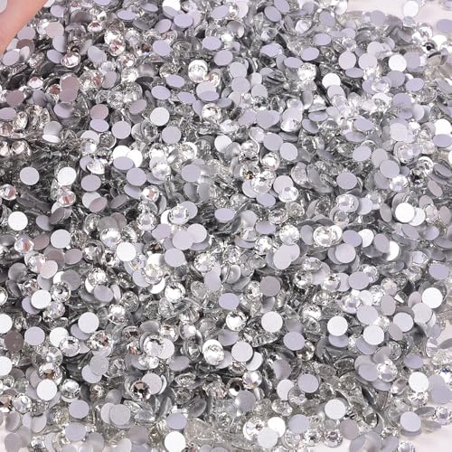 Image of 288pcs Flat Back Rhinestones Round Gems for Nail Art and Craft Glue Fix,Bedazzling Decorations SS34,7.2mm,0.28inches Crystal