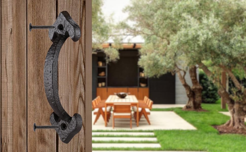 Image of 7 Inch Heart Barn Door Handle - Black Cast Iron Pull for Sliding Doors, Gates, Sheds, Fences, Closets - Indoor Outdoor Farmhouse Hardware