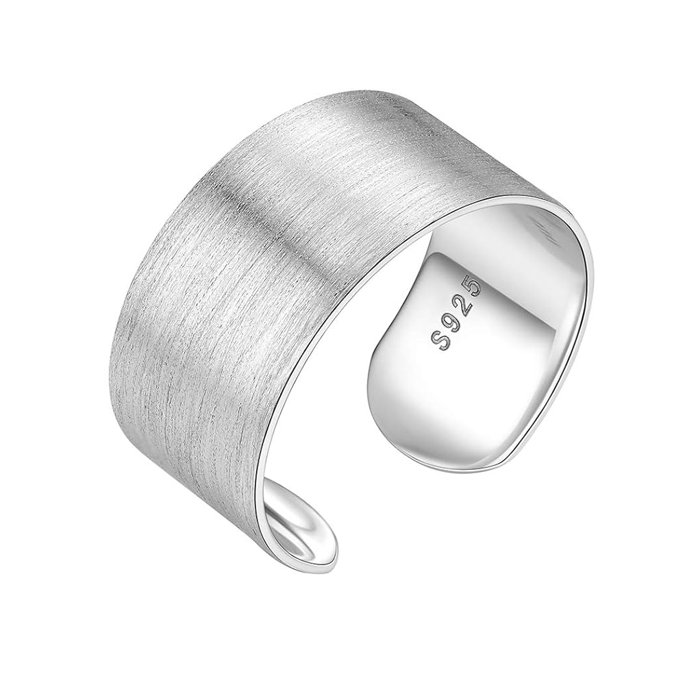 調節可能 Freely Sterling Silver925 Ring with Matte Finish Simple Fashion S925 Sterling Silver Ring Smooth Plain Dome