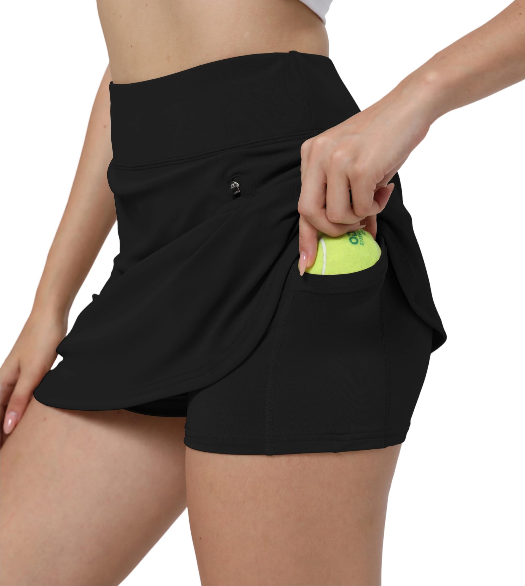 Timuspo Gonna da donna, da golfrcok, con chiusura lampo, corta, da trekking, a vita alta, da tennis, traspirante, con orlo arrotondato