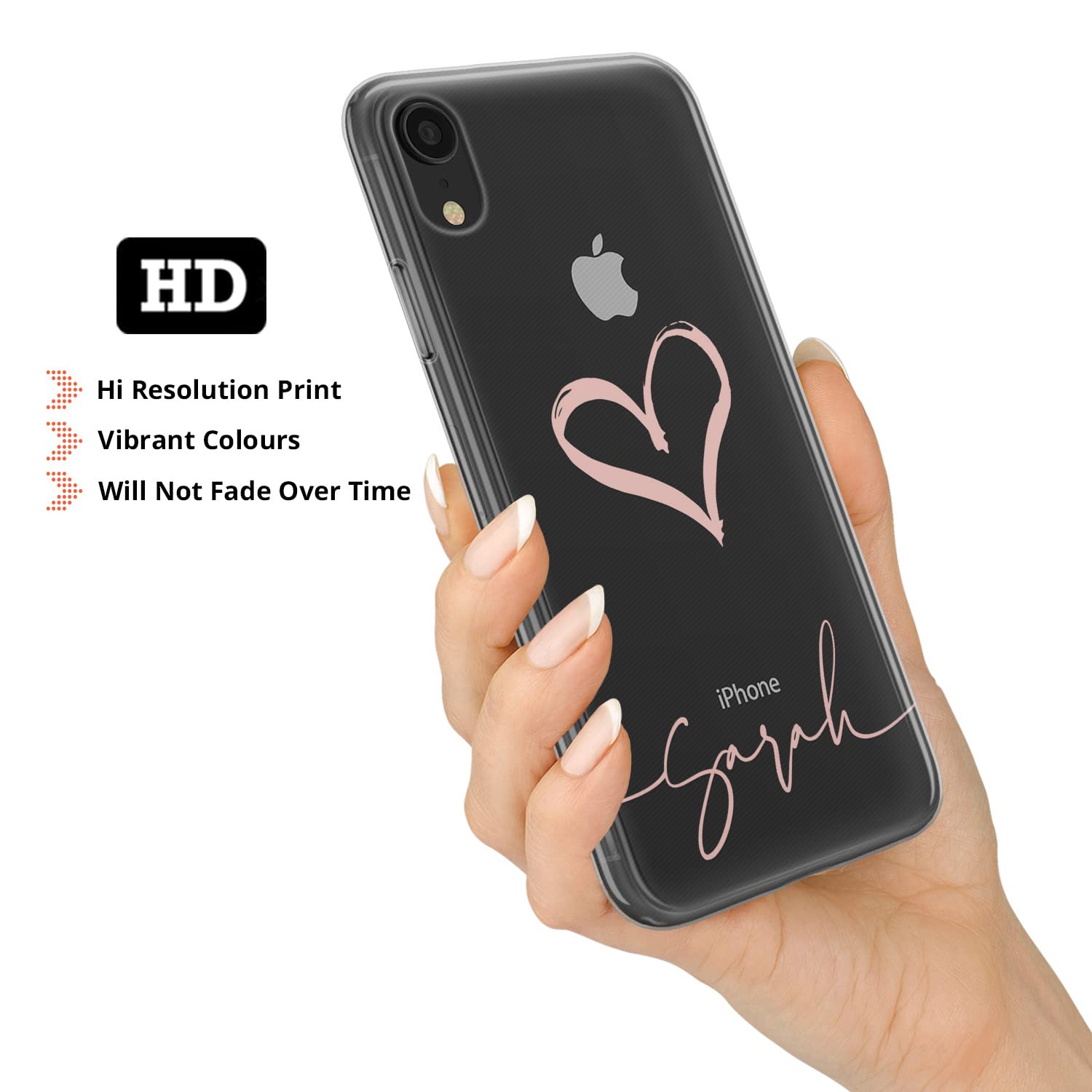 Custodia Personalizzata IPhone 11 – Morbida TPU Trasparente Con Cuori E Nome – Oro Rosa