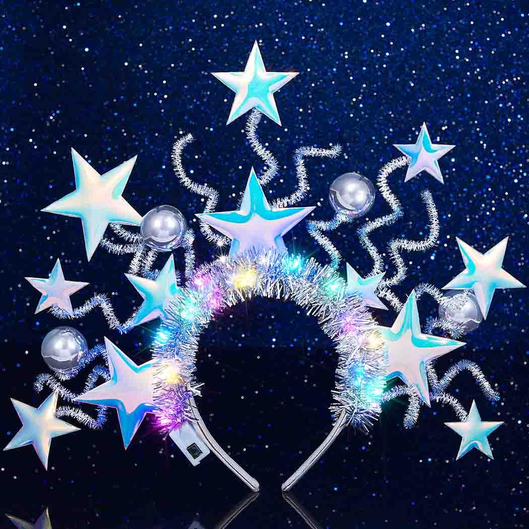 Zoestar Light Up Star Headband Glow Hair Accessories for Women (Blue)