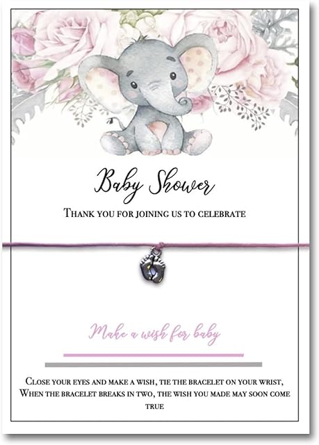 Just A Little Something 10X Baby Shower Wish bracelet | Baby Shower favour | gift | thank you for coming | Pink | Elephant