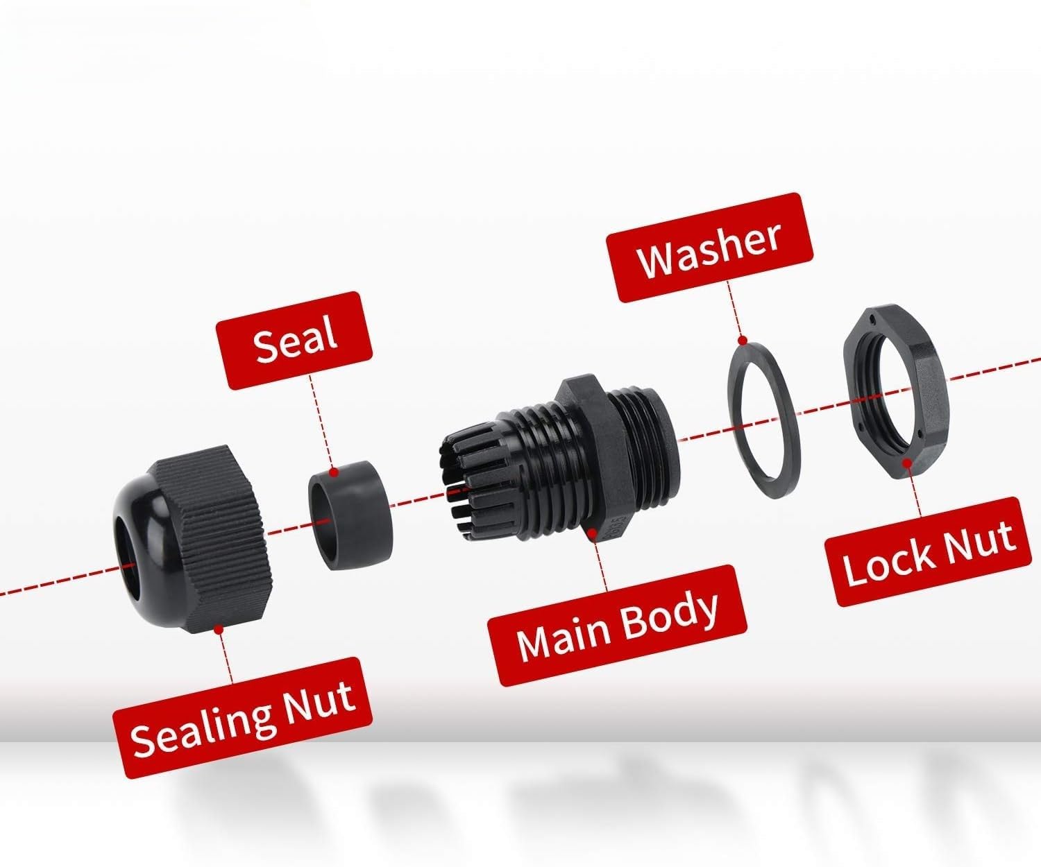 AMPELE PG16 Cable Glands - 20 Pack Waterproof -3