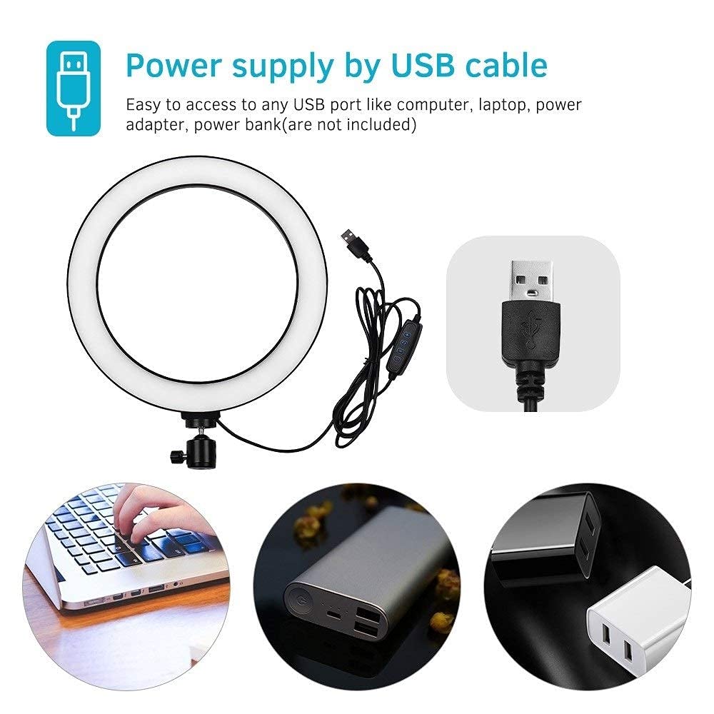 Amazon.co.jp: LEDリングライト 8インチ LEDリングライト ミニ三脚