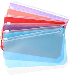 MUSISALY Pasta De Arquivos 12Pçs Clipes De Bloco De Notas De Arquivo De Bloco De Notas Transparentes Saco De Armazenamento Extra Grosso De Pvc Com Zíper De 6 Furos Bolsa De Documentos
