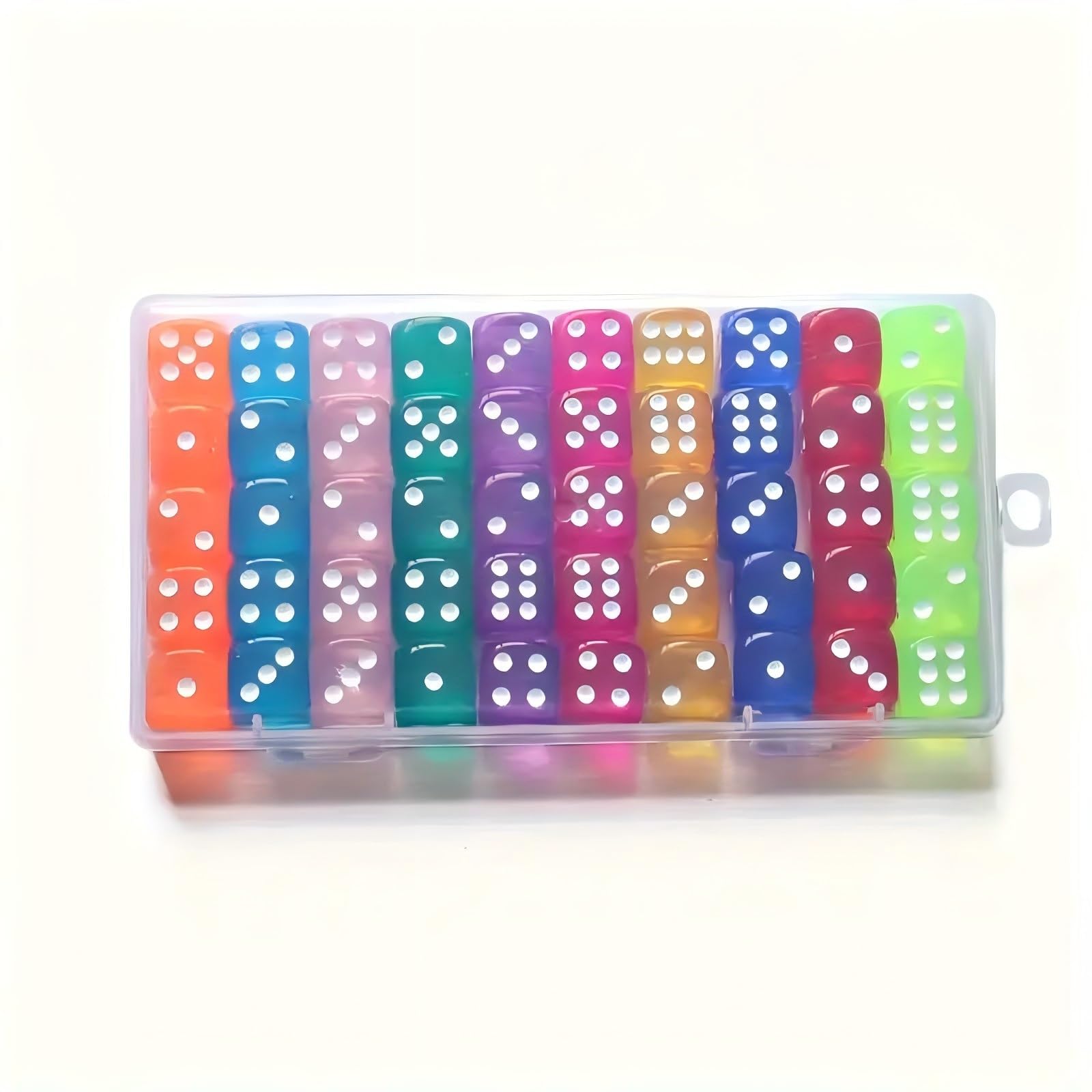 Colorful Dice Set, 50 Pieces, 14mm Dice with Case