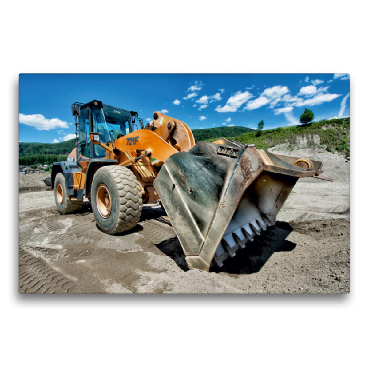 Premium Textil-Leinwand 75 x 50 cm Quer-Format Baumaschinen - Maschinen auf der Baustelle, Leinwanddruck von Georg Niederkofler