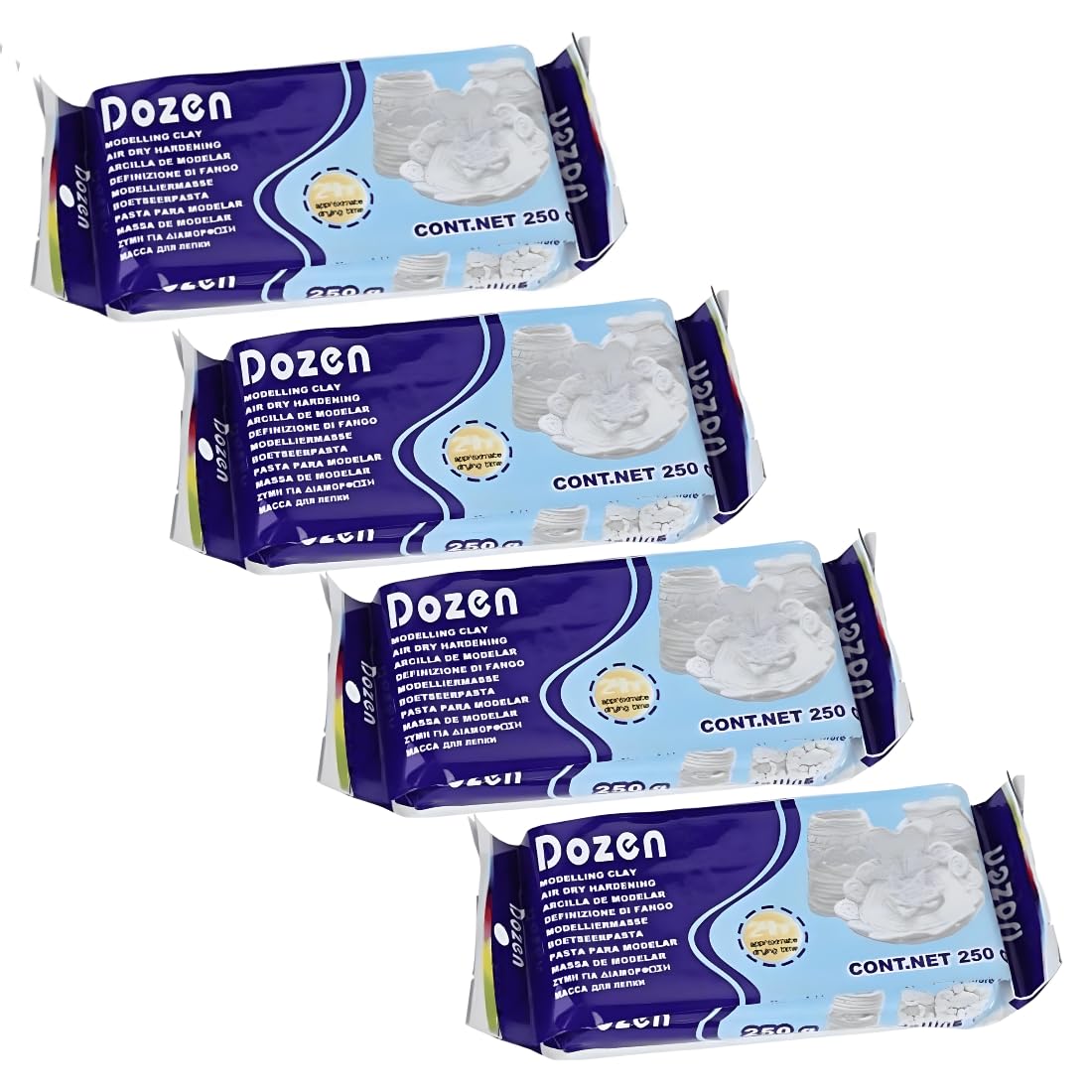 Oytra Dozen 1 KG White Air Hardening Clay for Sculpting Art and Craft and Pottery Figurine Making