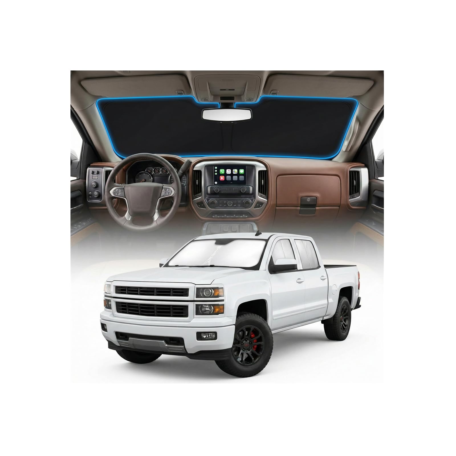 for Ford Bronco Sun Shade Windshield Cover - Custom Fit Bronco Accessories 2021-2024 2025 Sunshade Foldable UV Protection & Heat Shield Sun Visor Accessories — view 8