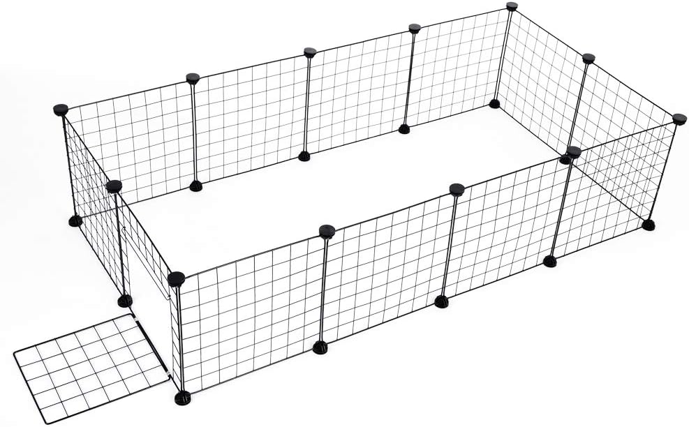 Ejoyous Pet Playpen for Small Animals, Portable DIY Durable Puppy Kennel Metal Grid Cage with Door and Cable Tie, Easy to Assemble,…