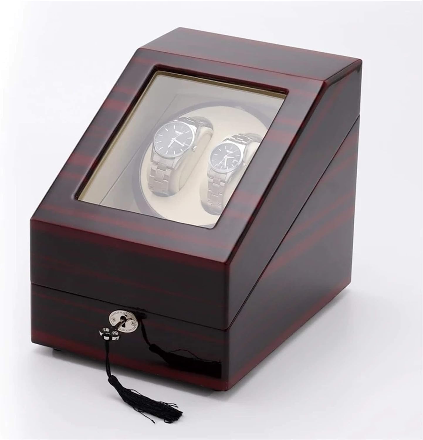 Caja de Cuerda para Relojes - 2+3 Reloj automático de Fibra de Carbono y Cuero con agitador Giratorio, Caja de Almacenamiento para Relojes, Soporte de exhibición, Motor s,