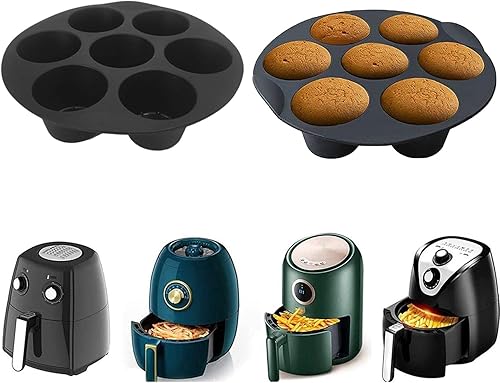 Miniatura 5 de TOCTUS Molde de silicona para muffins, 7 tazas de moldes pequeños para magdalenas, moldes de silicona antiadherentes reutilizables con tamaños