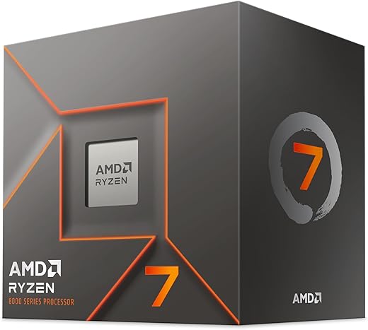 AMD Ryzen 7 8700F Desktop Processor 8 cores 16 Threads 24 MB Cache 4.1 GHz Upto 5 GHz AM5 Socket (100-100001590BOX)