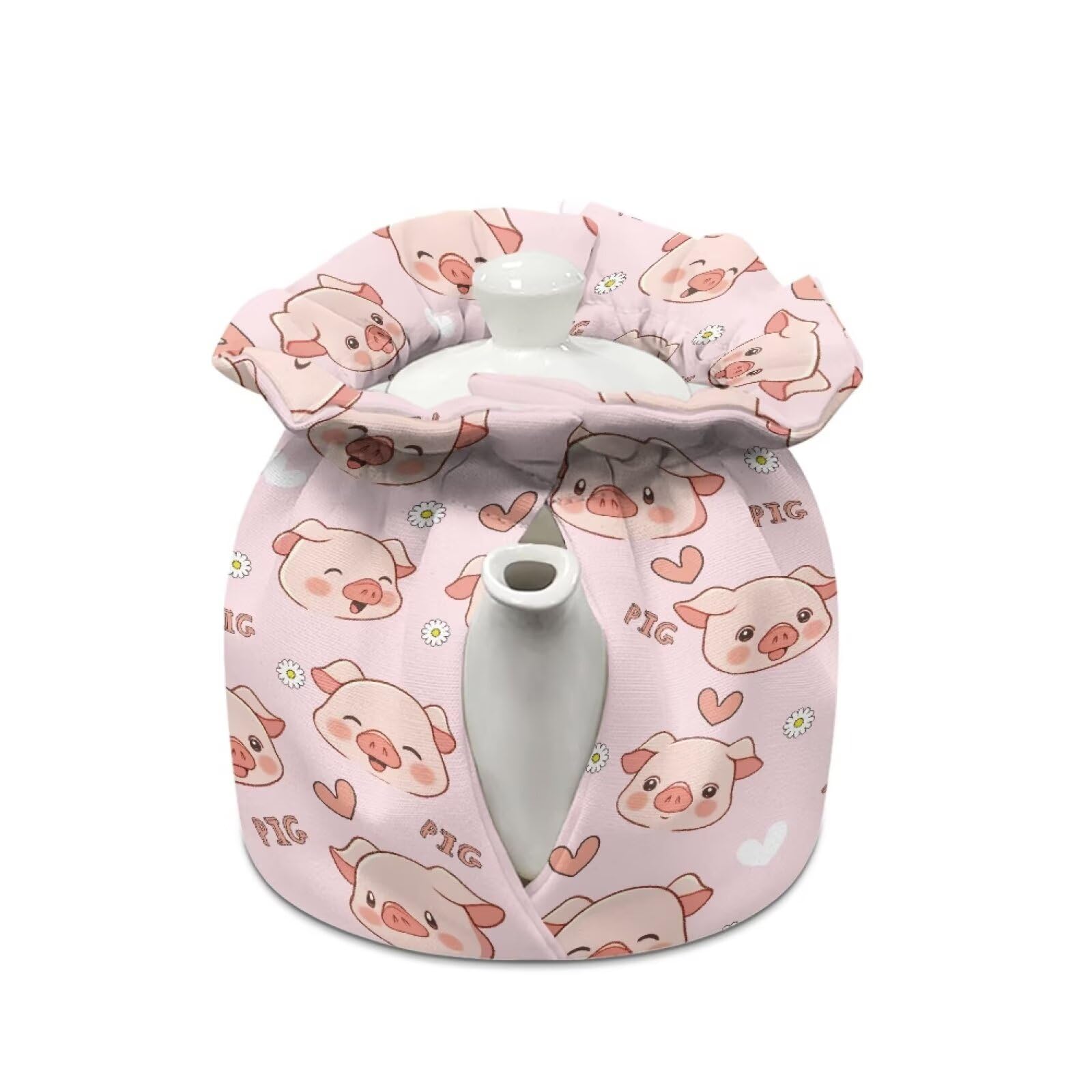 doginthehole Pink Pig Tea Cosy for Small Teapot Insulated Kettle Cover Cute Drawstring Tea Pot Cozies Warm Cloth Tea Pot Cover Replacement Breakfast Pots Dust Covers