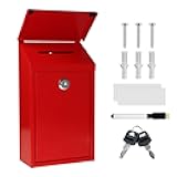 Metal Suggestion Box Donation Box with Slot Drop Box with Lock and Key Collection Box Mailbox Wall Mount Dropbox（10.2×5.6×2.8inch） Ballot Box for Home Office Outdoor（Red）