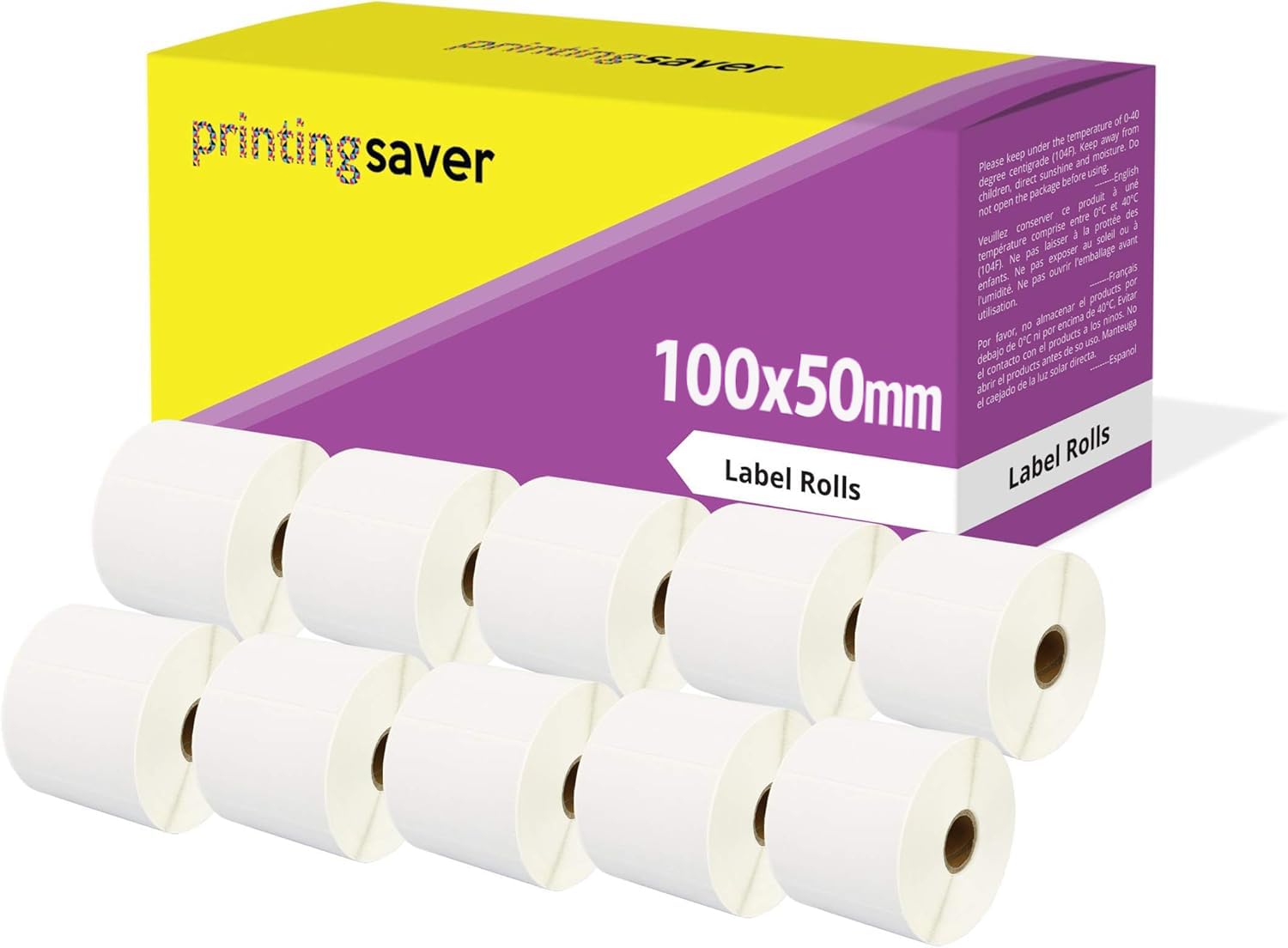 10 Rotoli 100mm x 50mm Etichette termica diretta compatibili per Zebra GK420d GK420t GC420d GX420d GX420t GC420t GX430t GT800 LP2844 TLP2844 CL-S521 CL-S621 CL-S631 (1000 Etichette per Rotolo)