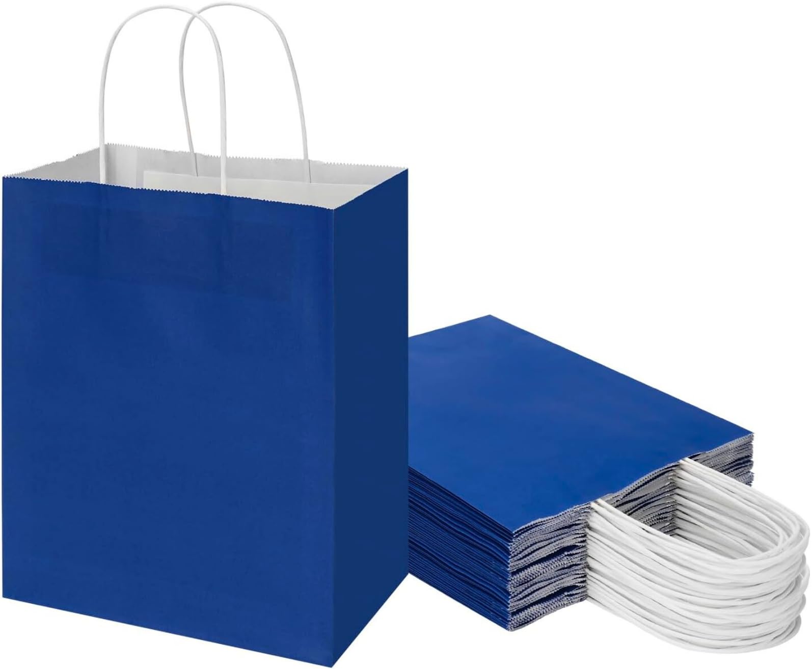 Gitanjali Paper Curves®- Gift Paper Bag - 8x4x10 inch 25pcs Blue color- Small Party Favor Goodie Bag, Craft Paper Return Gift Bags I Disposable Recycled Eco friendly Paper Bags (BLUE -Pack of 25)