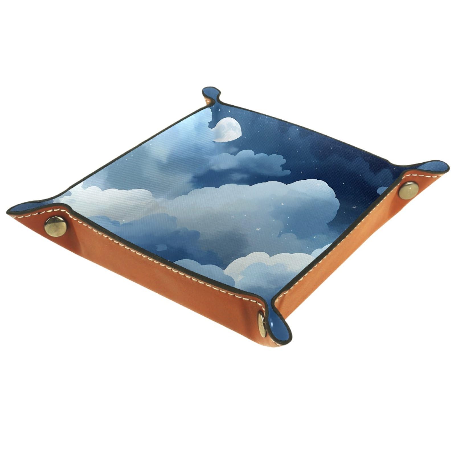 VAPOKF Cloud Moon Portable Folding Dice Rolling Tray, Microfiber Leather Dice Holder for Dice Games Like RPG, DND and Other Table Games