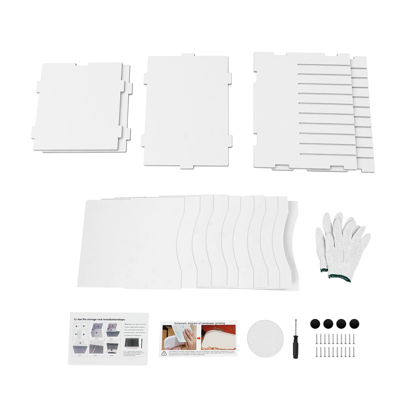 27 x 30 x 40 cm, bianco, verticale, da scrivania, da utilizzare per riporre documenti | Portadocumenti con 11 scomparti, cacciavite e 14 viti, organizer per posta in PVC, laminato durevole