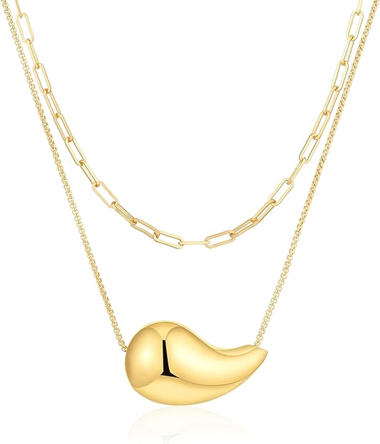 Teardrop Necklace Earrings Jewelry Set for Women, Dupes Drop Dainty 14k Gold Plated Water Hypoallergenic Pendant Necklace