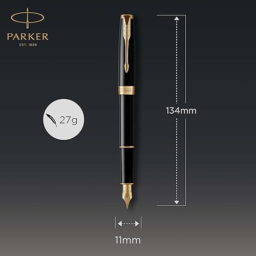 Miniatura 3 de Parker Sonnet - Pluma estilográfica de laca negra punta media tinta negra