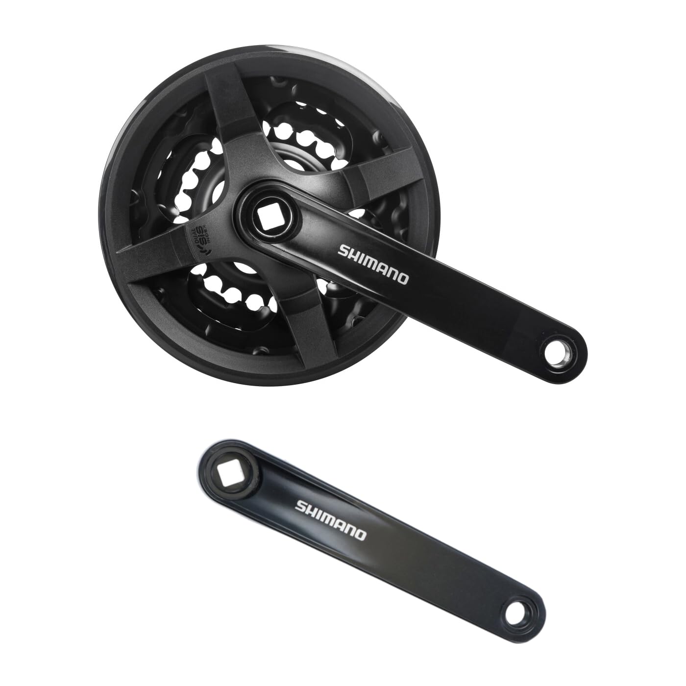 Resul FC-TY301 Kurbelgarnitur, 48-38-28 Zähne, 6/7/8-fach, 170 mm Kurbelarmlänge, Aluminium Kurbeln mit Stahl Kettenblättern, Vierkant, MTB/Trekking, mit Kettenschutz