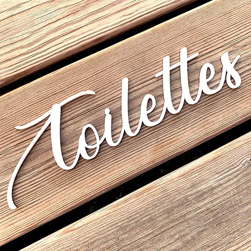 Plaque de Porte Maison - Toilettes, Salon, Chambre, Buanderie, Bain, Cuisine... Mot Décoratif Porte Autocollant 3D Plexi Noir Blanc Or Argent