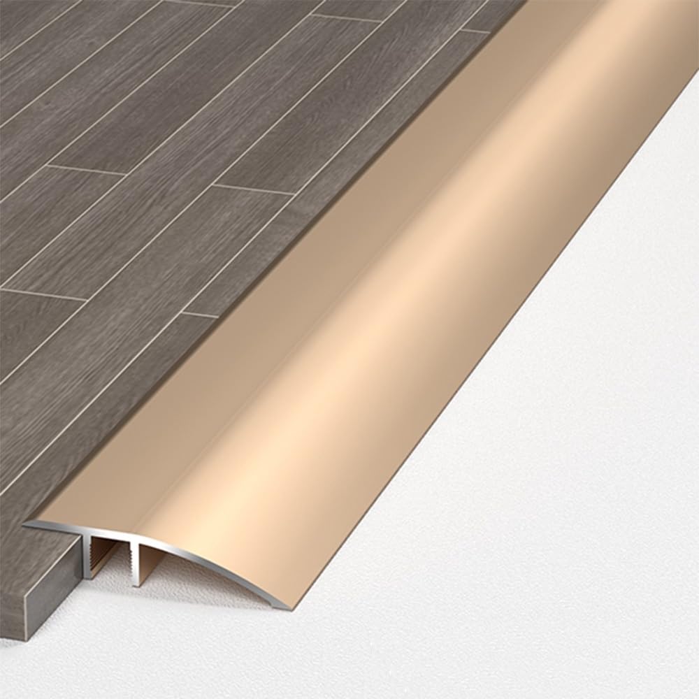 Luysmengeu Gold 35.4In Floor Transition Strip Flooring Transitions Aluminum Threshold Ramp, Kitchen Bedroom Bathroom Door Floor Reducer Gap Covering Joining Strip