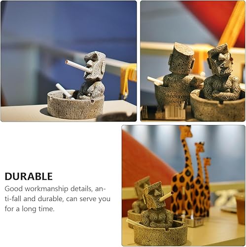 Miniatura 8 de Housoutil Cenicero de piedra Moai de Isla de Pascua, Cenicero creativo Moai para el hogar, oficina, hotel, bar, restaurante