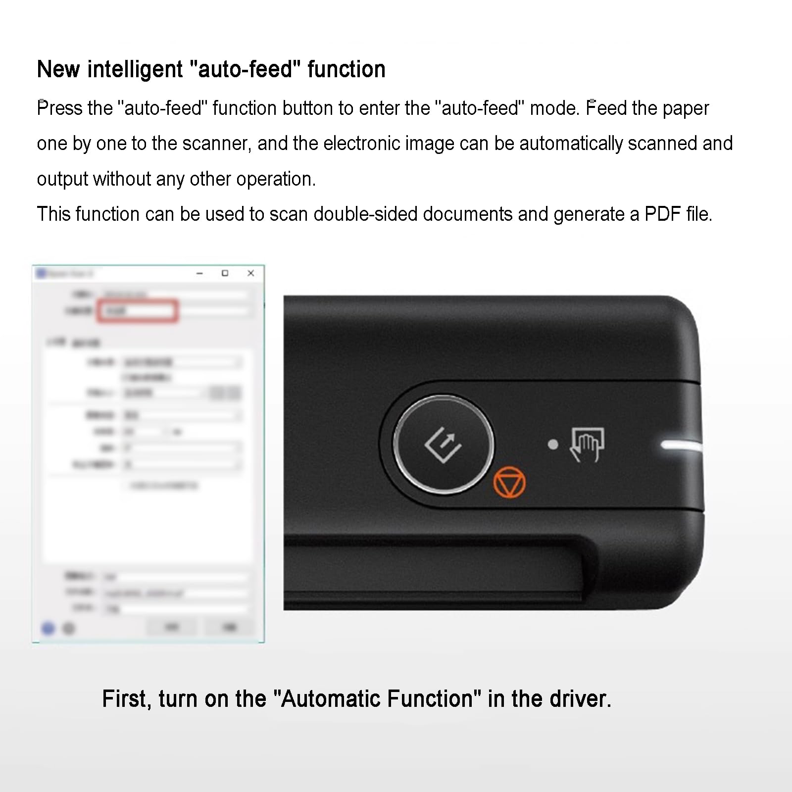 Scanner Portatile per Documenti A4, Scanner a Fogli Fronte-Retro, Supporta La Scansione di Schede, velocità di Scansione 5,5 S/Pagina, Scansione su E-Mail O PDF, Plug And Play