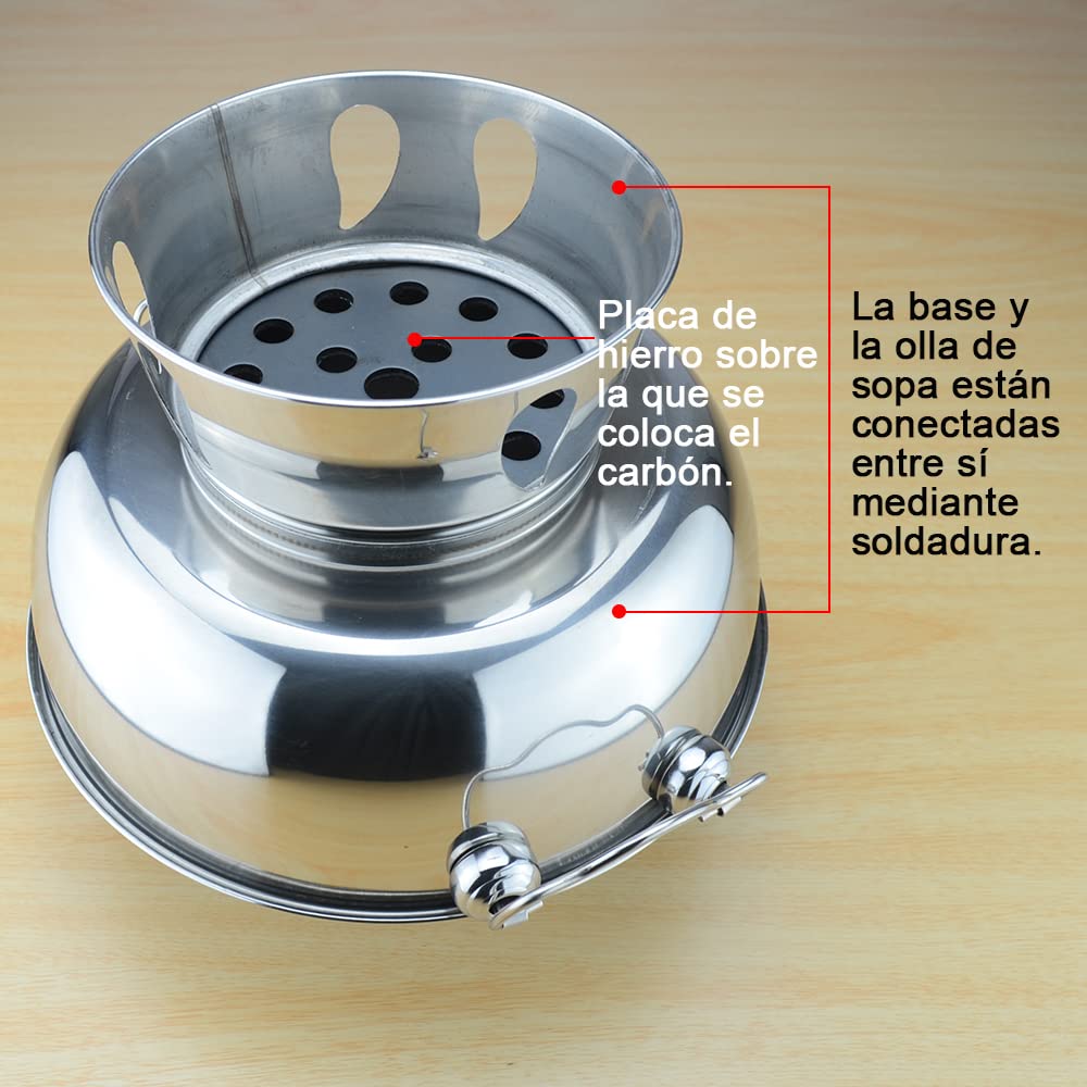 24-28cm olla caliente de acero inoxidable olla china de carbón caliente, carnes chinas fondue cordero cocina al aire libre picnic cocina, plata