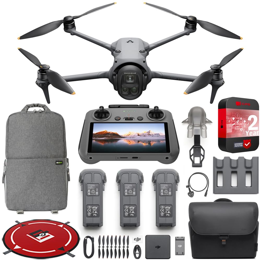 DJI Mavic 4 Pro Triple Camera Flagship Drone Fly More Combo (w/DJI RC 2), 100MP 4/3 CMOS Hasselblad Camera With 6K/60fps HDR Video, 0.1-Lux Nightscape