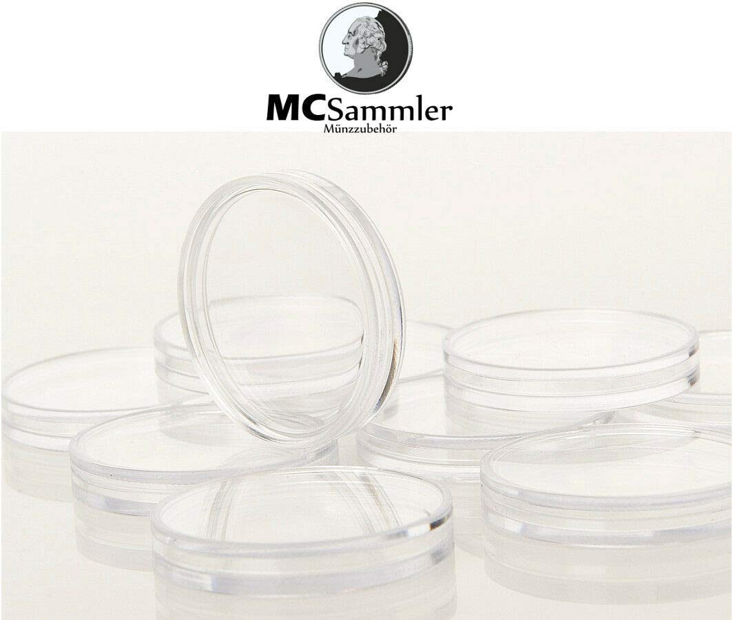 MC.Sammler - Valigetta portamonete in alluminio, con 5 vassoi portamonete per 230 monete da 2 euro in capsule, con 230 capsule da 26 mm