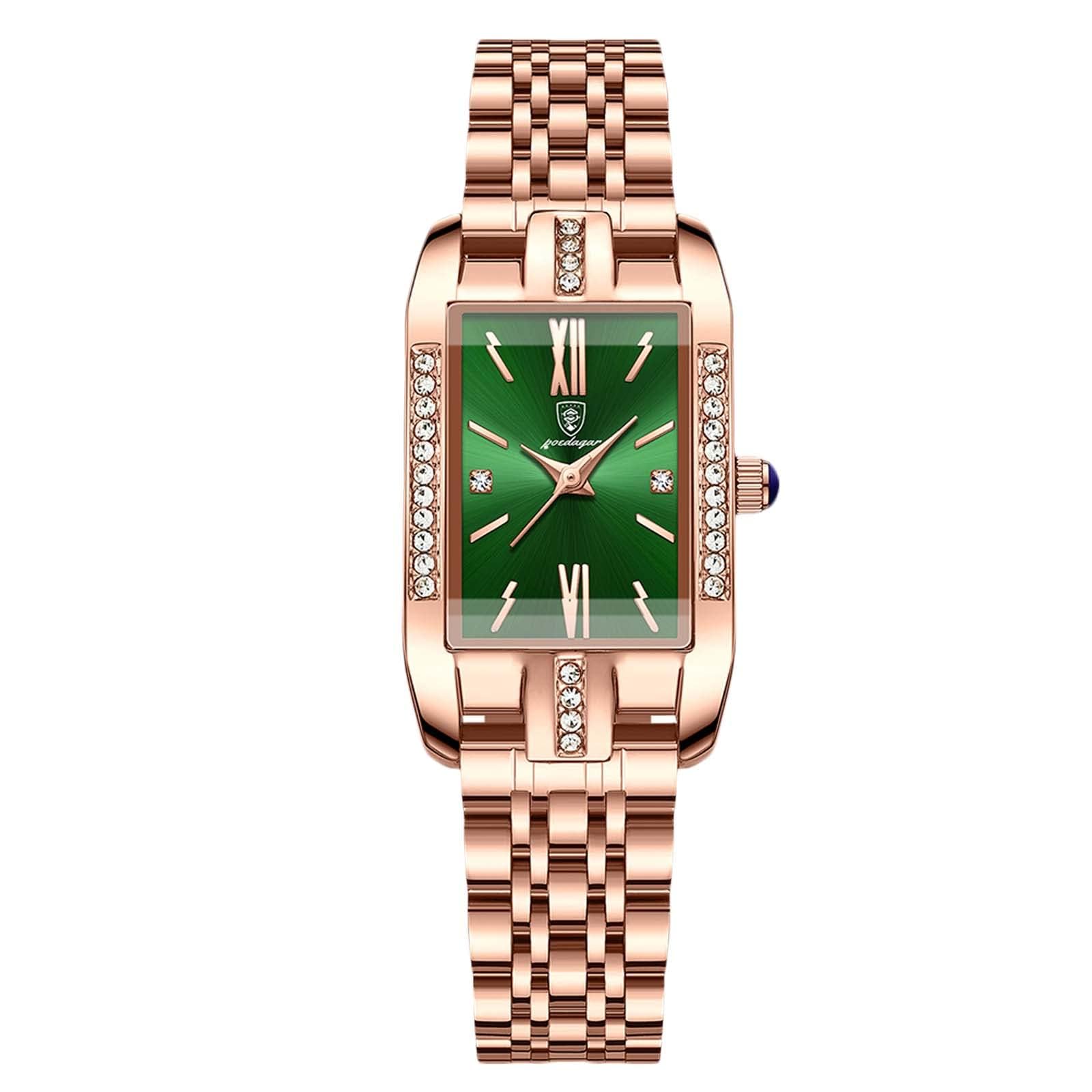 Excefore Women Watches Analog Quartz Watches with Stainless Steel Strap Rectangular Case Ladies Watches Fashion Rhinestone Wrist Watch for Ladies Girls Women