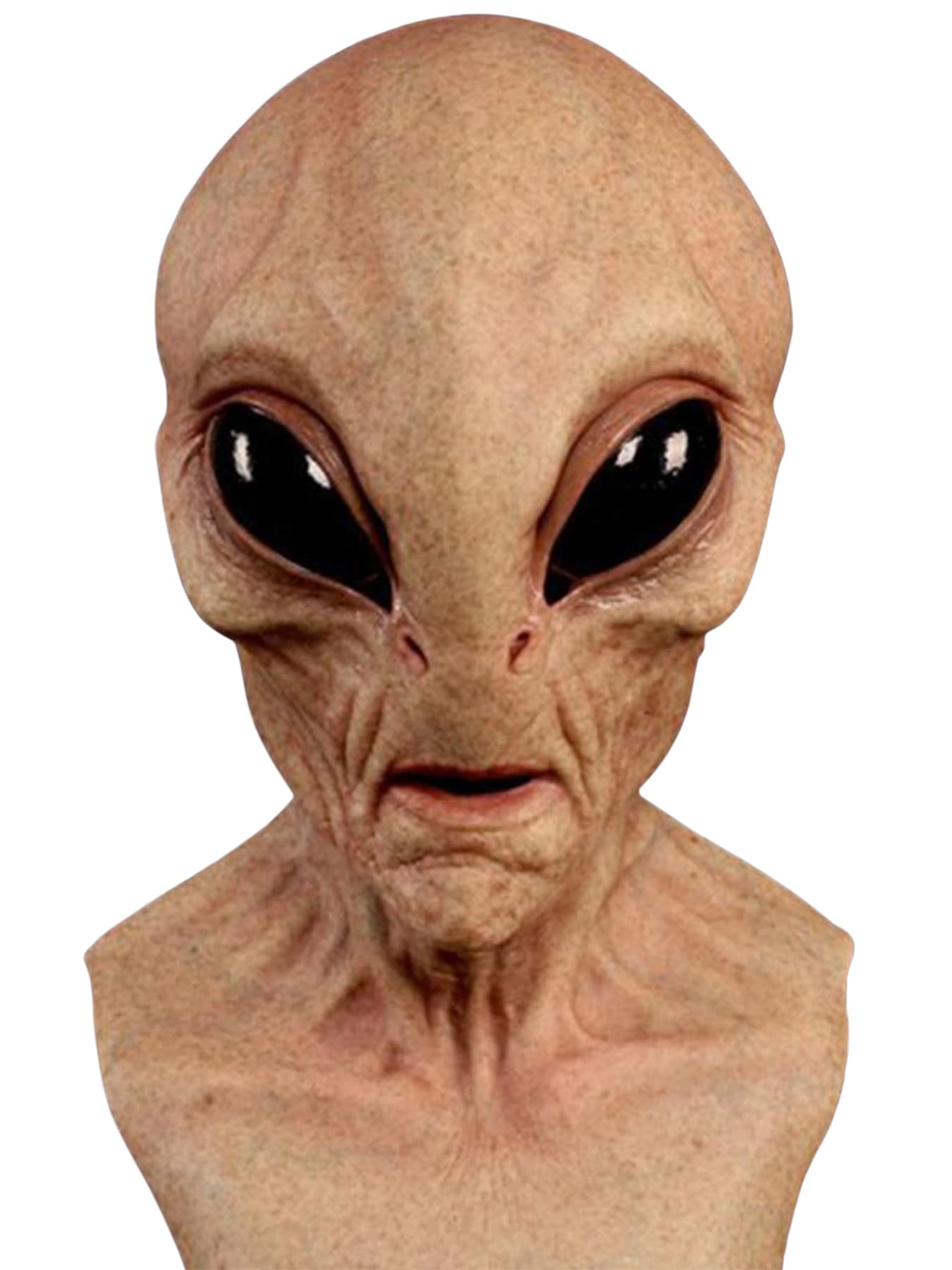 Realistic Area 51 Alien Full Head Latex Mask, Scary Creepy Prop for Adults Halloween Cosplay Costume Party 2026