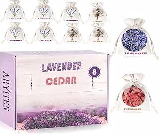 8 Pack Cedar Chips and Natural Dried Lavender Sachets Bags - Stop Clothes Damage, Cedar and Lavendar Home Fragrance Sachets for Drawers and Closets