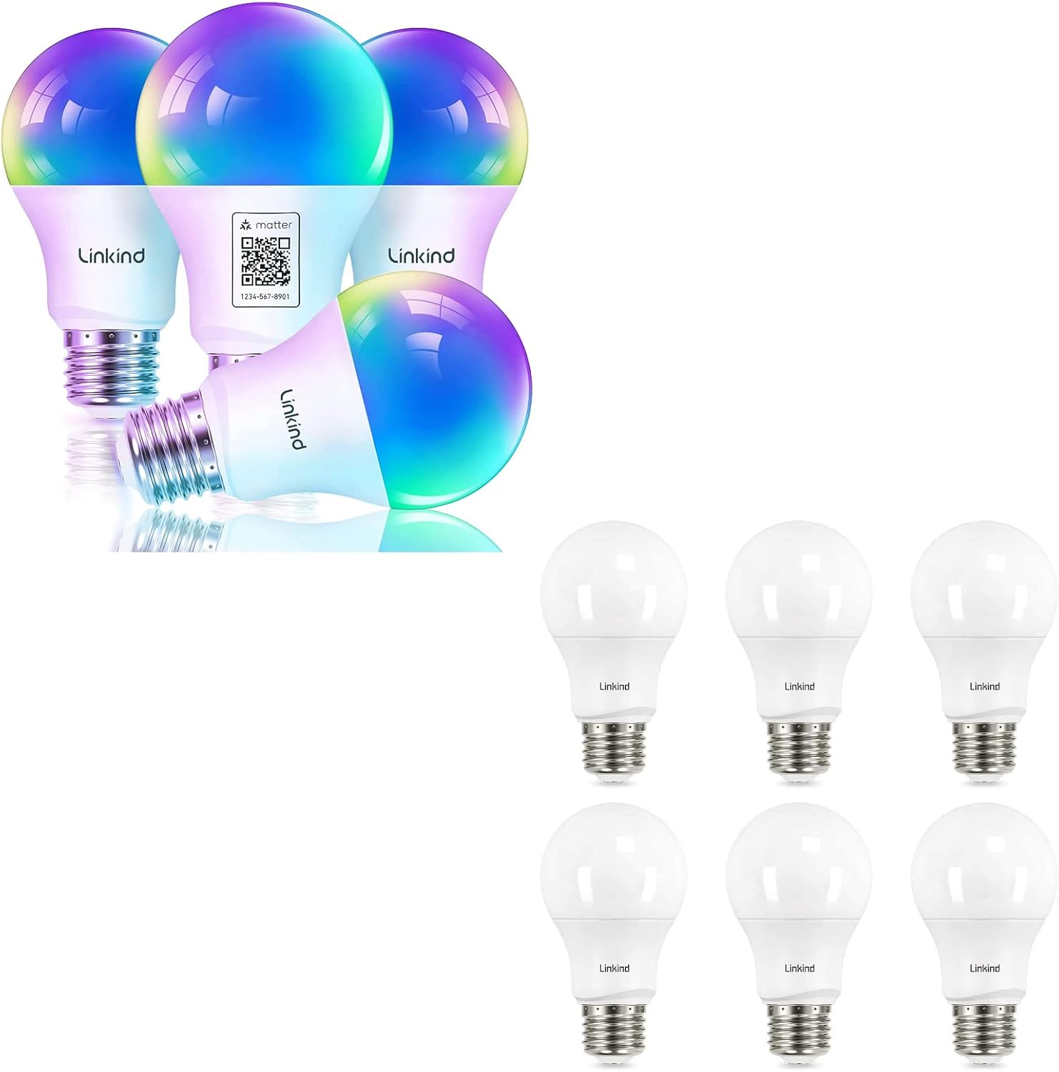 Smart Light Bulbs, Matter LED Color Changing Light Bulbs, A19 E26 RGB Smart Light Bulbs A19 LED Light Bulb, 60W Equivalent Light Bulbs, 9W 2700K Soft White