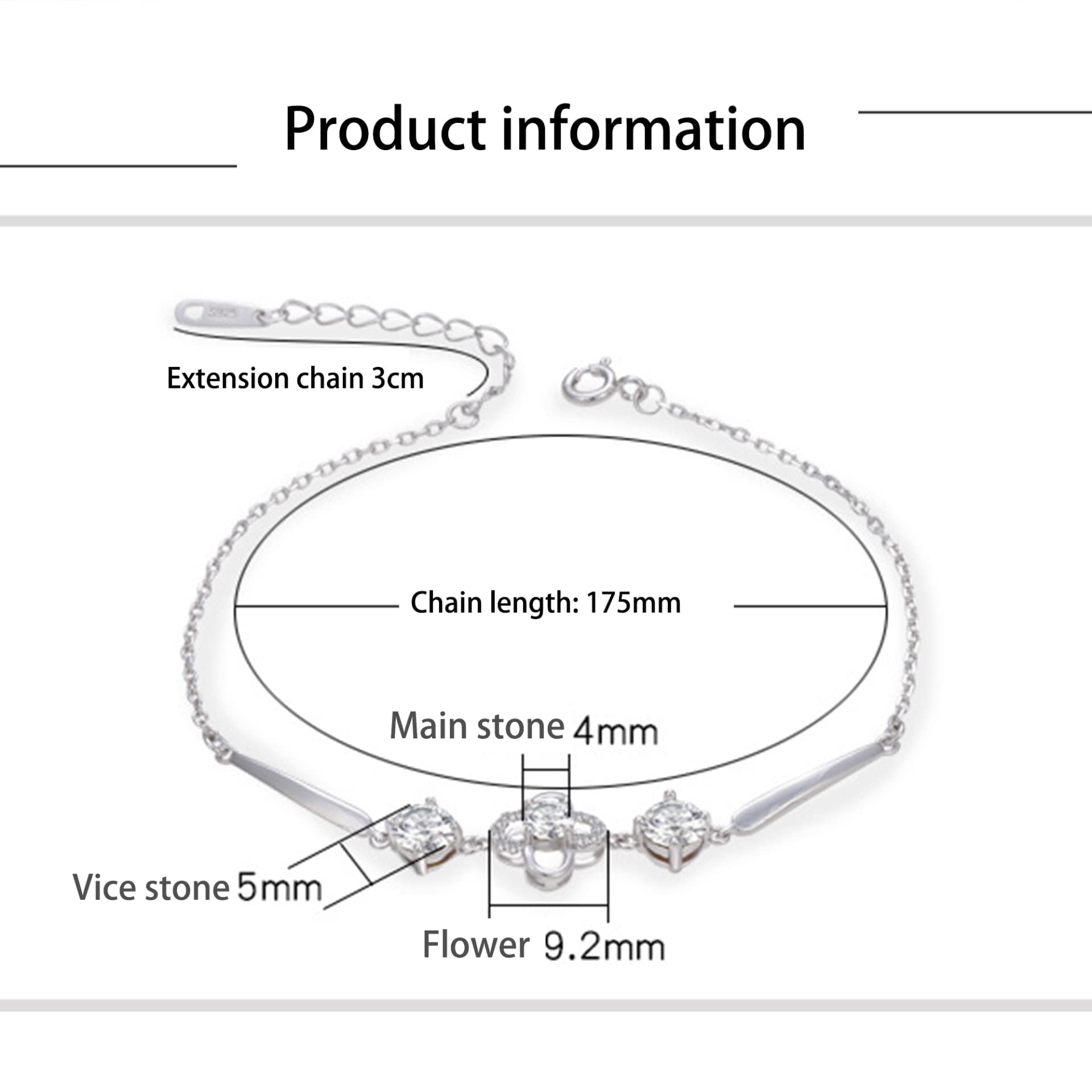 Frauen Mädchen Armband 925, einfache, Aber Elegante, glückliche Vier-Blatt-Klee-Armreifen, einstellbare Handverbindung, Kettenerweiterung