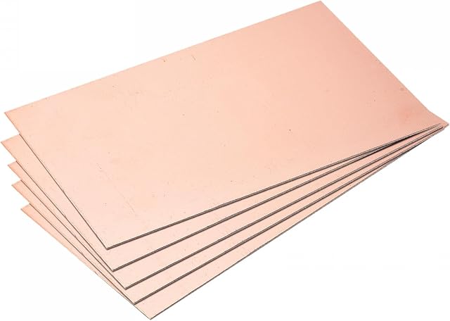 sourcing map PCB Copper Clad Board Laminate 150mm x 100mm x 1mm FR4 Glass Fiber Single-Sided for Circuit Projects, Pack of 5