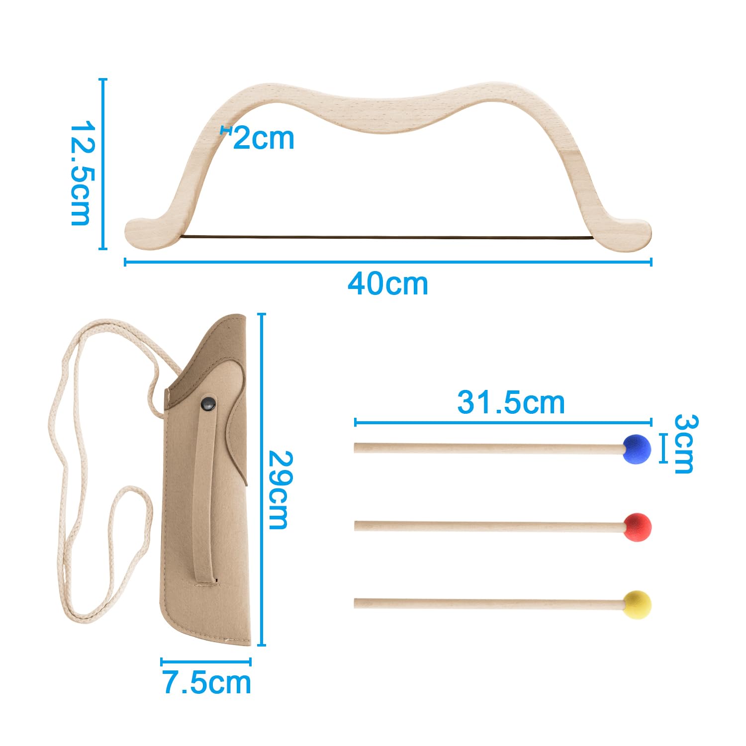 Jeu d'arc et de flèches pour Enfants, Version pour enfants, Ambidextre, So-078-EU, 3 flèches en bois, 3 cibles en papier, Pochette pour les flèches
