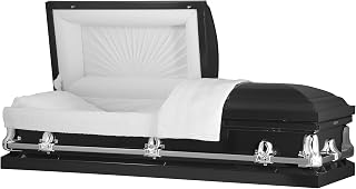 Titan Casket Elegant Orion Series Funeral Casket for Humans - Handcrafted Steel Casket with Luxurious Black Finish & White Crepe Interior, Reinforced Handles, Adjustable Bed with Gasketed Sealer