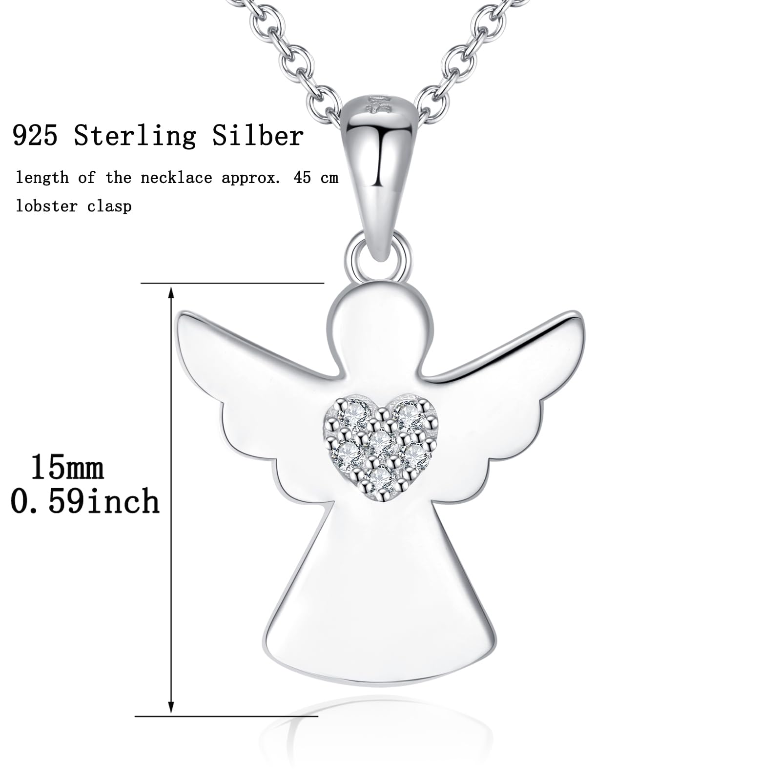 Jrêveinfini Schutzengel Halskette Damen 925 Silber mit Anhänger, Engel Schmuck Glücksbringer für Frauen mit Geschenkbox, Geschenk zu Weihnachten, Valentinstag, Muttertag & Geburtstag