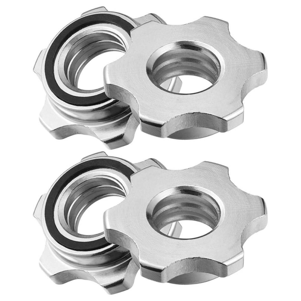 SHINEOFI 4 Stück rutschfeste Sicherheitsmuttern aus Gusseisen 25mm Sechskant Hantelmuttern mit Doppelsicherung für Langhantel und Kurzhantelstangen Fitnesszubehör