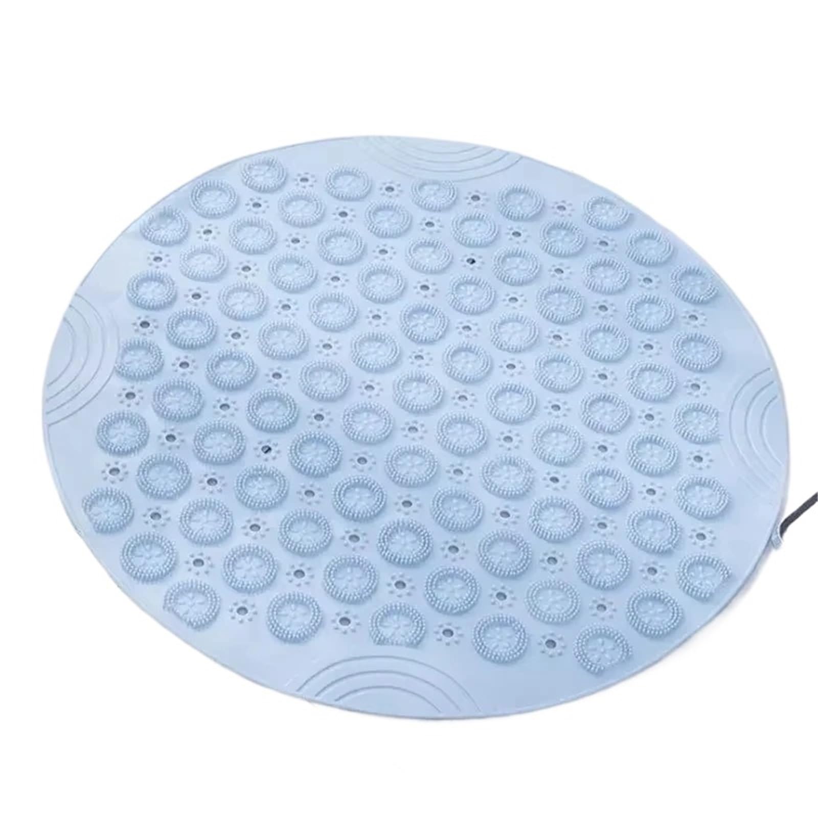 Alfombra Bañera Antideslizante Alfombra de Baño Redonda 55x55cm | Baño de ducha antideslizante lavable a máquina con orificios de drenaje y ventosas(LightBlue)