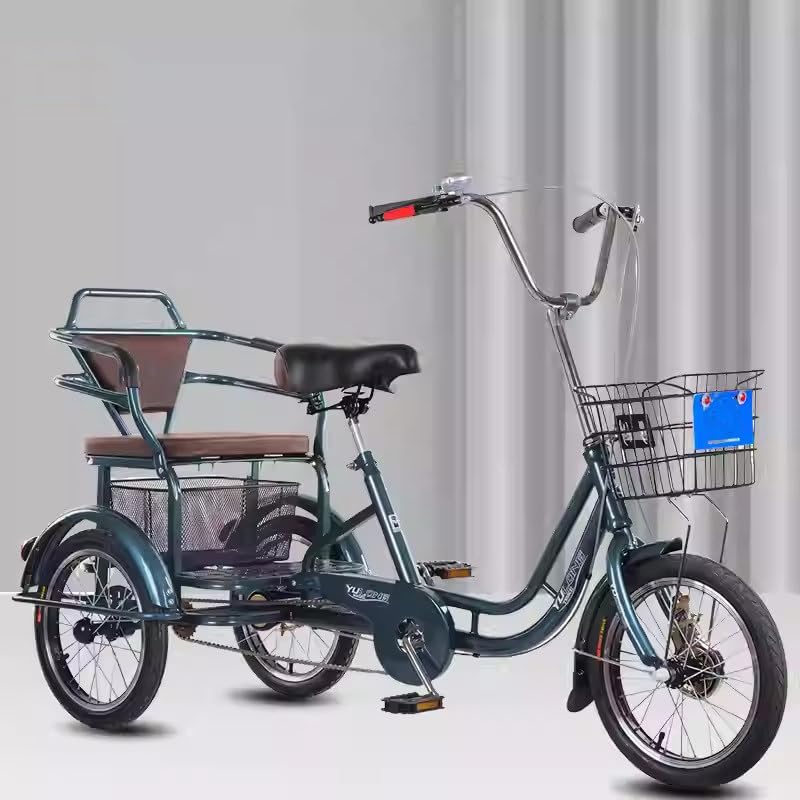 Bicicletas cómodas de 3 ruedas para personas mayores, altura ajustable, triciclo/bicicleta para adultos con cesta delantera y trasera y asiento con respaldo, fabricadas en acero de alto carbono, cap