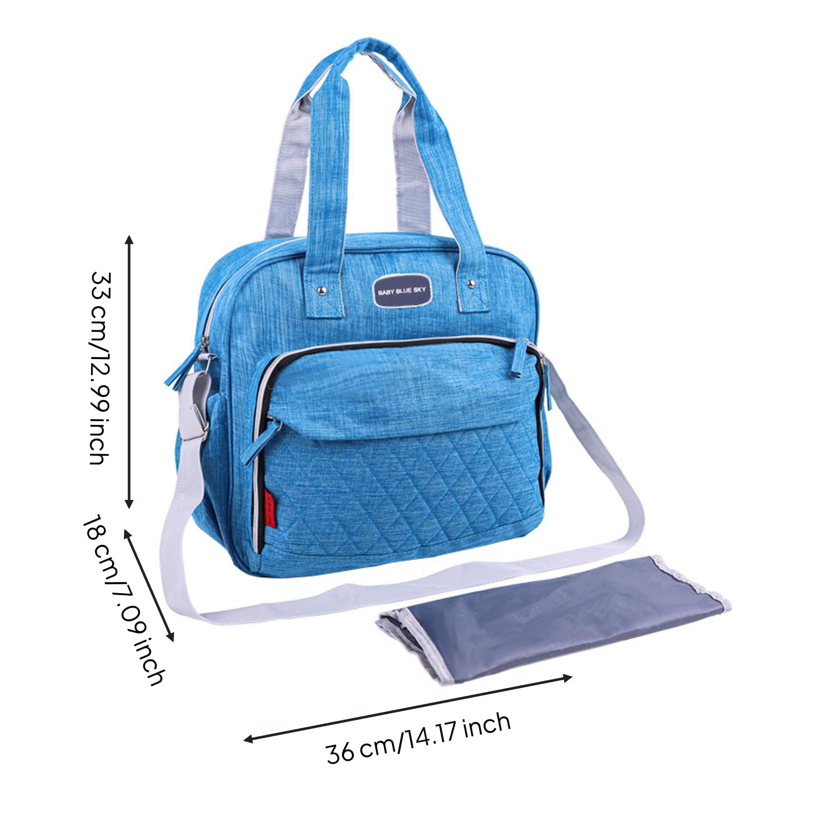 Borsa Fasciatoio Neonato Borsa Pannolini Zaino Mamma Borsa Passeggino con Grande Tasca Frontale Tasche Laterali Tracolla Regolabile Struttura Rigida, Array, Blu