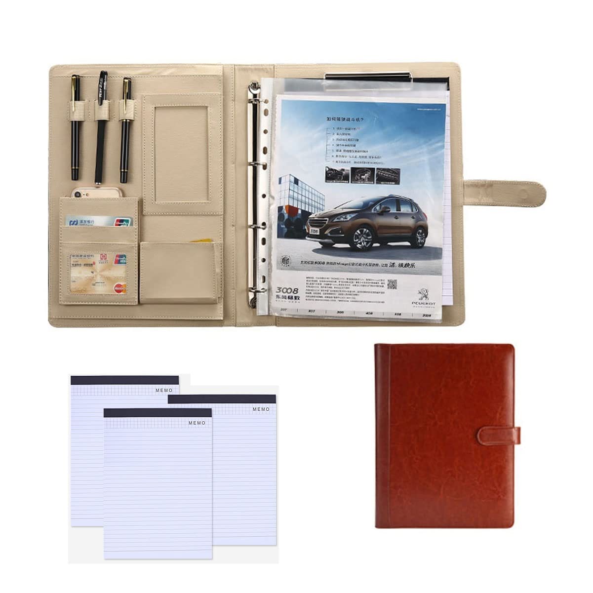 Porte documents A4 élégant fini cuir marron pour cadres et dirigeants